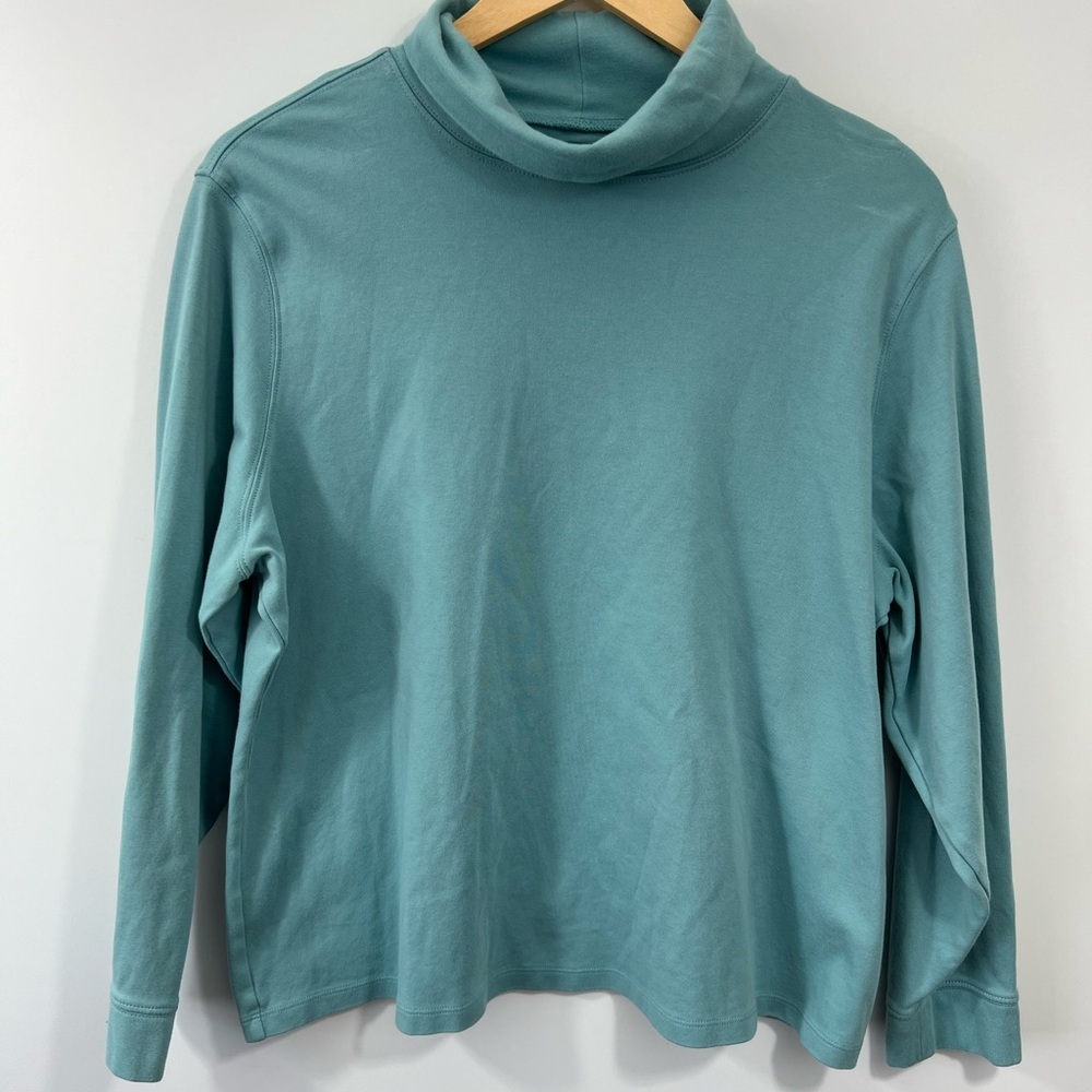L.L Bean Teal Long Sleeve Turtleneck Top - Picture 1 of 3